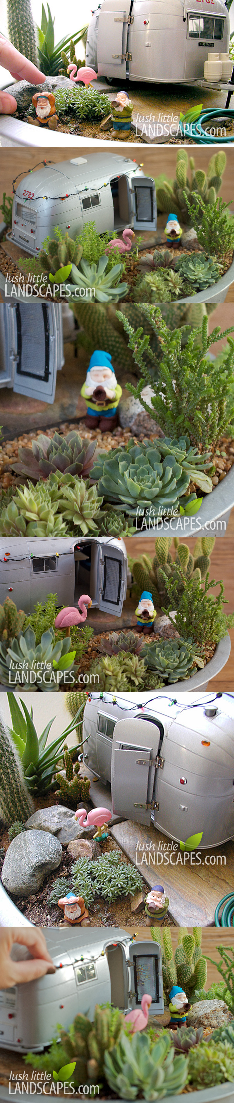 Airstream Trailer Miniature Fairy Succulent Garden | Lush Little Landscapes
